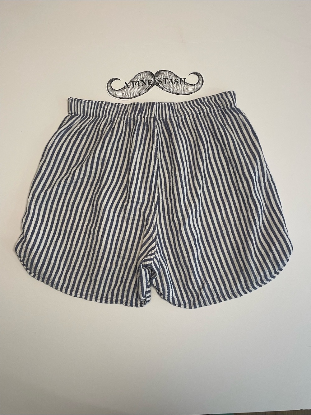 Free People Intimately Bedtime Seersucker Boxer Shorts Striped Blue White L - Picture 5 of 5
